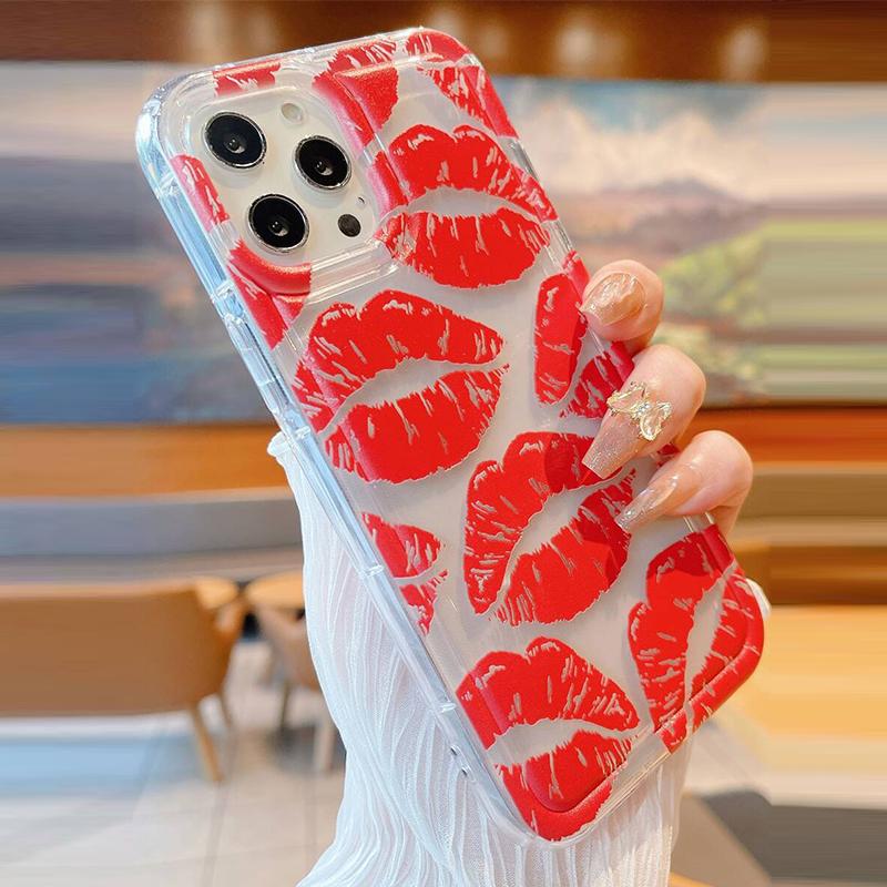 Hülle Für iPhone 16 Hüllen iPhone 14 15 Pro Max Schwarze Lippen Kuss Aufdruck Weiche Hülle Für iPhone 11 13 12 Mini XS XR X 7 8 Plus Abdeckung