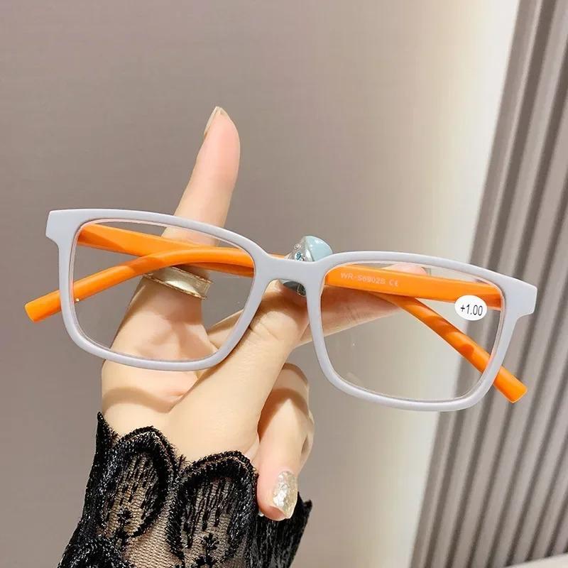 Oversized Square Reading Glasses Women Blue Light Blocking Large Frame High-Quality Presbyopia Eyeglasses Diopter 0~+ 3.5