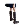 Women's Long Boots Pointed Thick Low Heel Belt Buckle Platform Boots  Shoes for Women