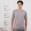 Hengyuanxiang Herren Kurzarm Strick-T-Shirt aus Maulbeerseide-Mischung
