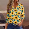Women's T-Shirt Print Button 3/4 Sleeve Daily Weekend Fashion Basic V-Neck Regular Top