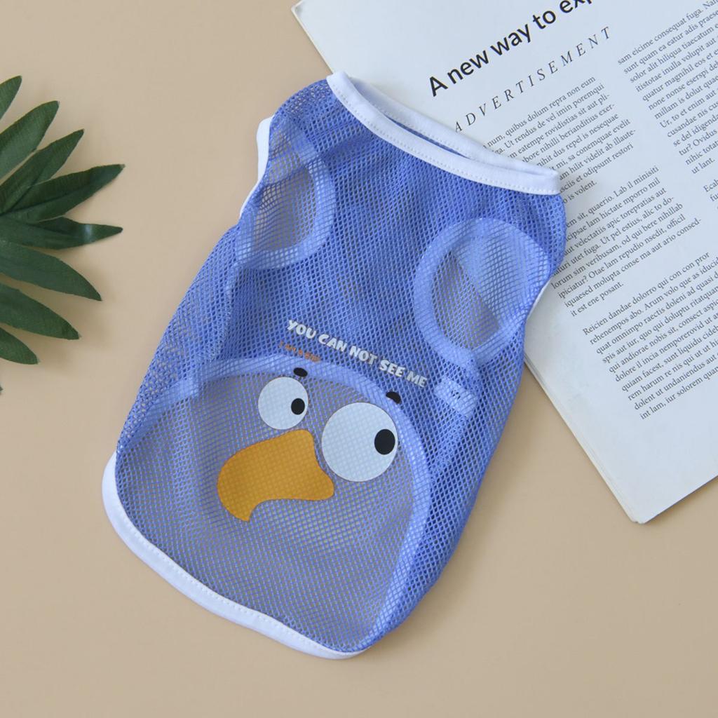 Dog Clothes Spring And Summer Cool Mesh Vest Cartoon Printed Vest