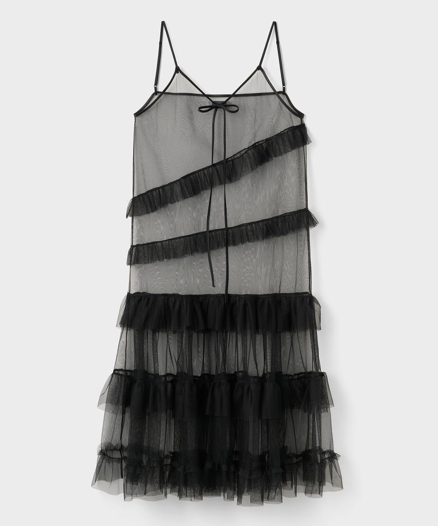 DEWEDEWE Balletcore Mesh Dress_Black