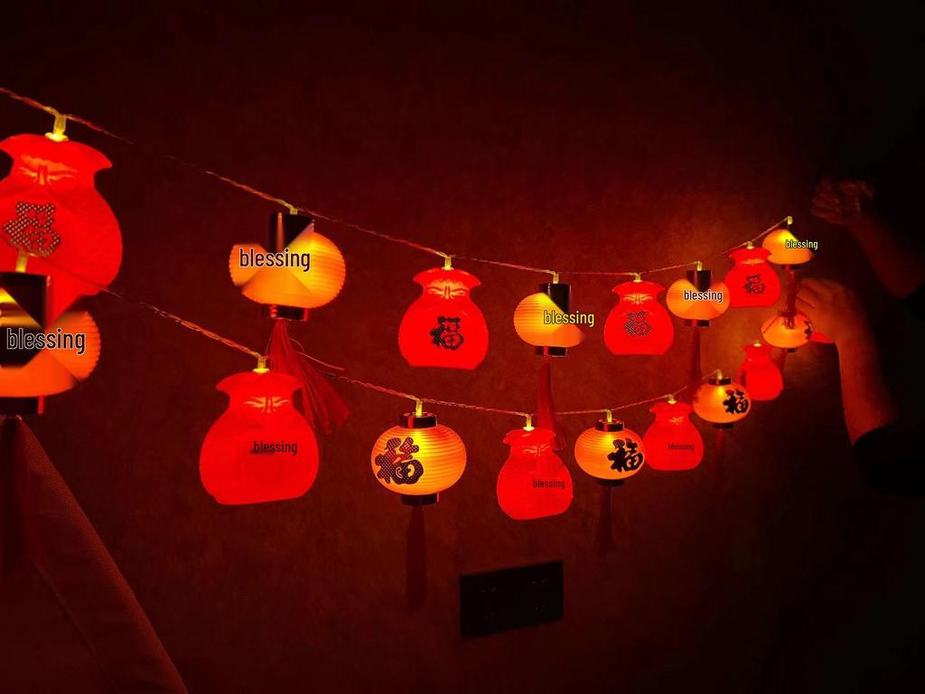LED Gypsophila Red Lantern String Lights for New Year and Spring Festival Decor