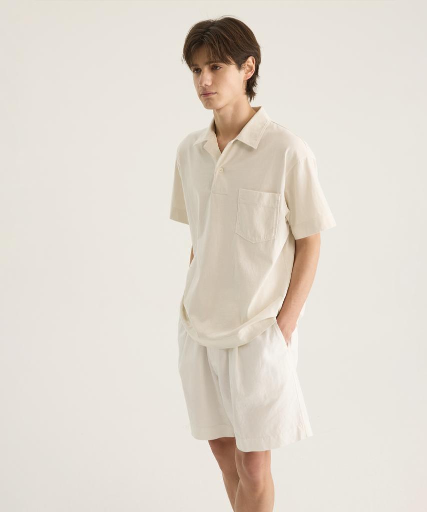 Oteumilkape Pigment-Dyed One-Pocket Polo Shirt - Ivory
