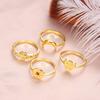 Jewelry Gold Set Red Dazzling Jewel Crescent Set Ring 4-Piece Set Women