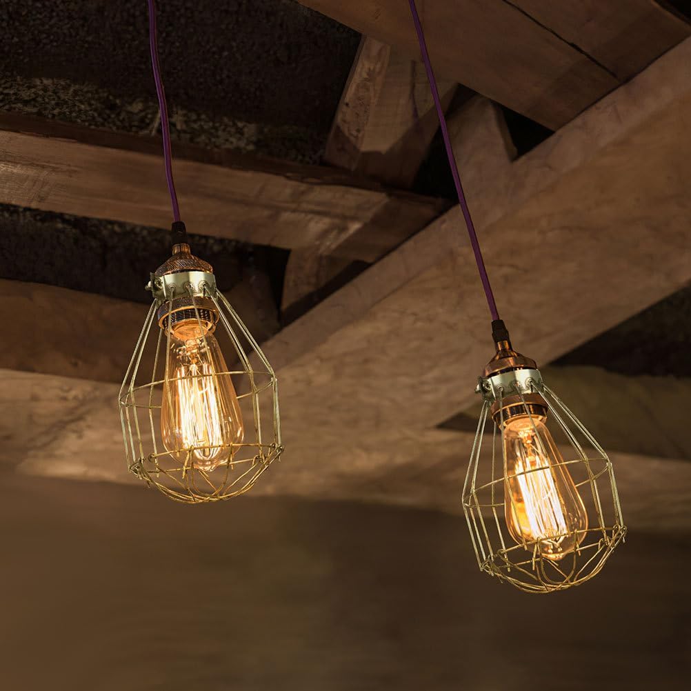 Cabilock Cage for Pendant - 5pcs Metal Bulb Guard Lamp Cage, Industrial Clamp on Metal Bulb Guard Cage for Pendant Farmhouse Light Lamp Vintage Light