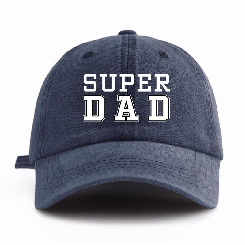 

1 Pc SUPER DAD Print Washed Baseball Cap,Classic Casual Stylish Vintage Adjustable Size Lightweight Versatile Dad Hat for Party Adjustable темно-синього кольору