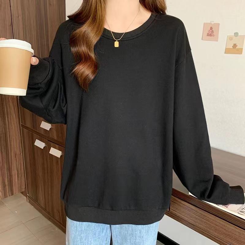 Douyin-Inspired Loose Round Neck Long Sleeve Autumn Hoodie - Korean Style Women's Fashion