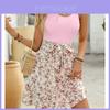 Elegant Sleeveless Aline Dress With Colorblock Splicing And Floral Print Design For Summer Office Wear