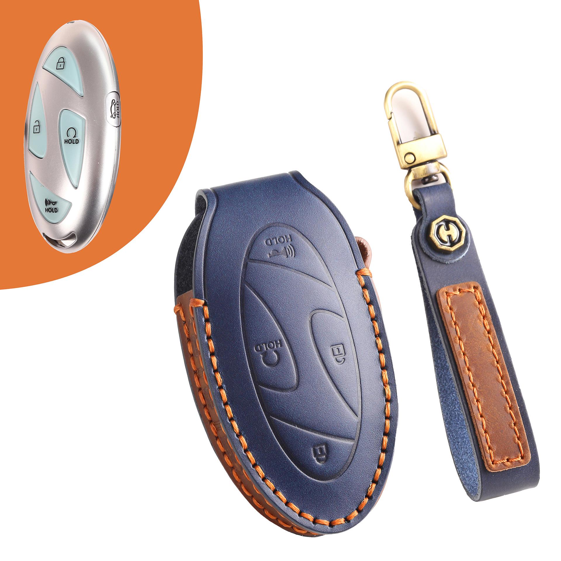 

Чехол для ключа из натуральной коровьей кожи, сшитый вручную, для современного автомобильного пульта дистанционного управления