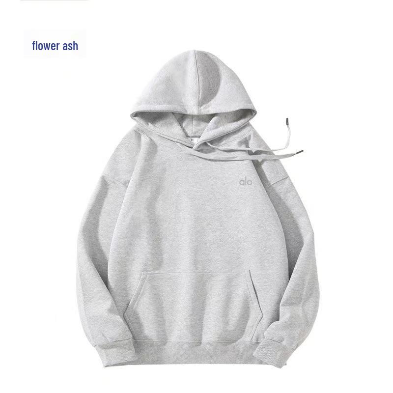 Alo Yoga Grenzüberschreitendes versilbertes Kapuzensweatshirt: Lässiger lockerer Komfort-Pullover für Herren und Damen für Herbst und Winter