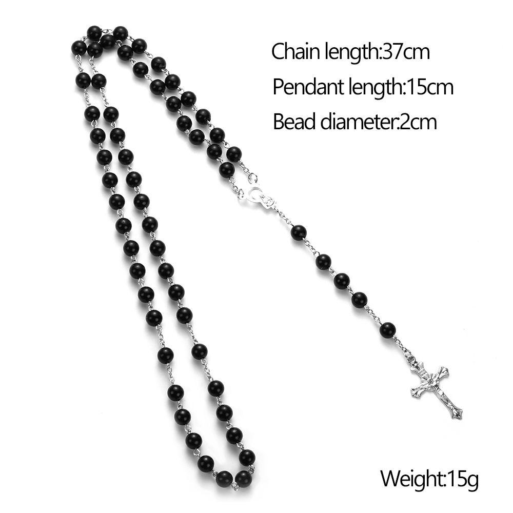 Fashion Vintage Cross Necklace Rosary Beads Chain Jesus Crucifix Virgin Mary Pendant Chain Jewelry Necklace