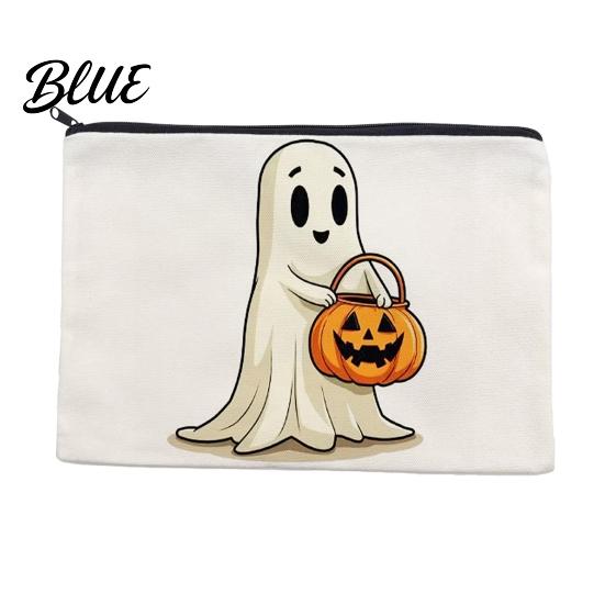 Makeup Storage Bag Halloween Bag Scratch Resistant Durable Canvas Cute Printed Zipper Toiletry Pouch for Cosmetics And Stationery Washable Cosmetic