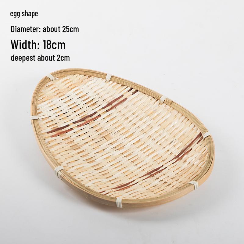 Handmade Bamboo Weaving Sieve Basket Storage and Snack Plate Set