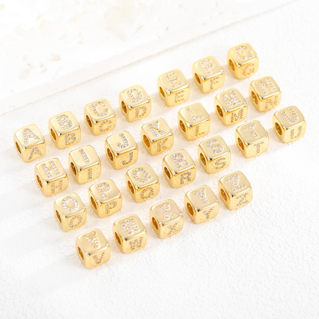 Chic Mini Cube Alphabet Letter Necklace Personality Stylish Zircon Initial Stainless Steel 18K Gold Plated Clavicle Chain Choker