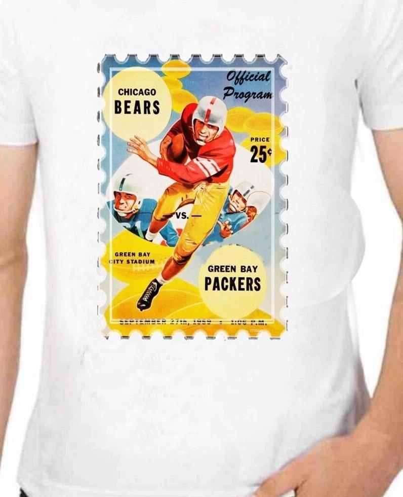 Vintage Chicago Bears Vs Green Packers Scorecard Program art T-Shirt for Men S