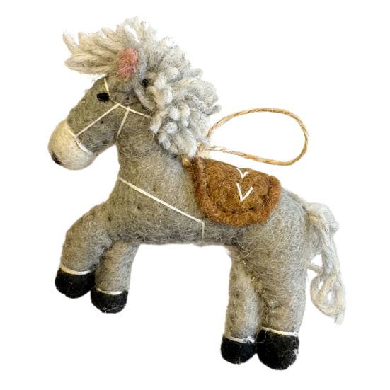 Vintage Handgjord Filt Häst Prydnad Kinesiska Nyåret Ull Djur Berlock för Träd Hem Bil Ryggsäck Dekor