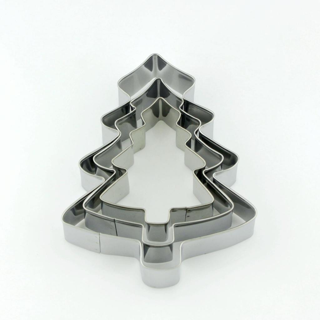 Exklusives Weihnachtsbaum Ausstechformen-Set aus Edelstahl - 3 Stück