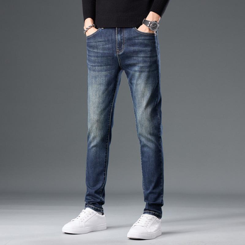 JYL Autumn vintage jeans men's narrow elastic fashion nostalgia.