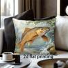 Double-Sided Printed Cover - Realistic Carp Fish Design, Contemporary Farmhouse Style with Zipper Closure, Hand Wash Solely for Sofa, Bedroom, Outdoor