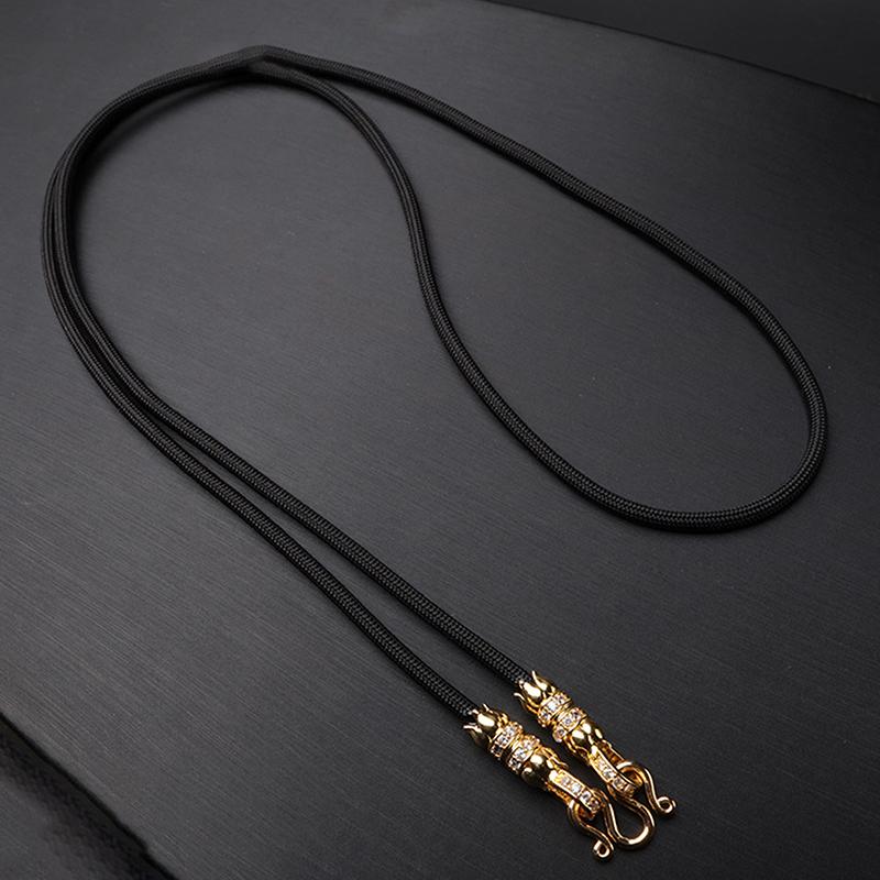 Chaîne de Pendentif Bouddhiste Thaïlandais Réglable Corde de Collier Simple Avec Boucle Cercle de Lotus en Zirconium Micro-Diamant