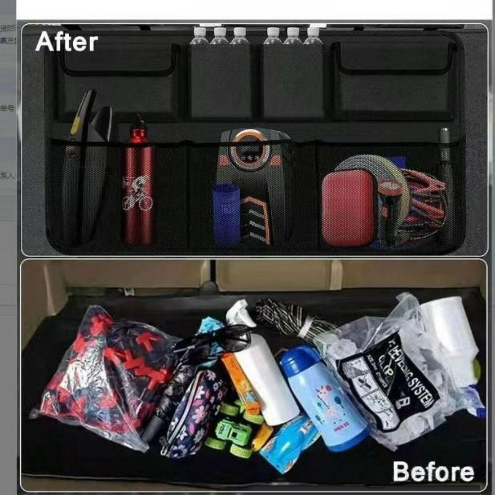 Adjustable Car Trunk Organizer Multi-Pocket Auto Seat Back Hanging Organizer Universal