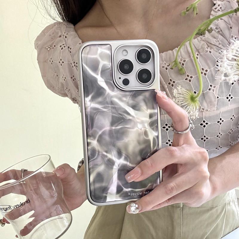 Wasserwellen Handyhülle iPhone 18 Pro Max 17 16 15 14 13 Anti-Drop Galvanisierte Hülle Männer Frauen