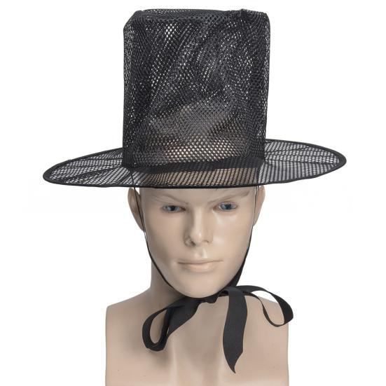 Adult Korean Traditional Performance Hat Quick-Fold Flat Top Hat with Wide Brim UV Protection Cosplay Black Hat