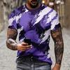 New Summer Fashion Men's 3D Printing Graffiti Pattern Loose T-Shirt Street Trendy Casual Short-Sleeved Oversized Male Clothing