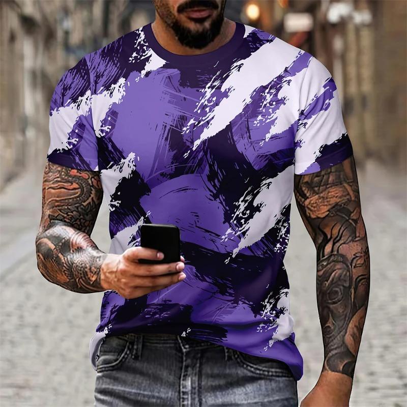 New Summer Fashion Men's 3D Printing Graffiti Pattern Loose T-Shirt Street Trendy Casual Short-Sleeved Oversized Male Clothing