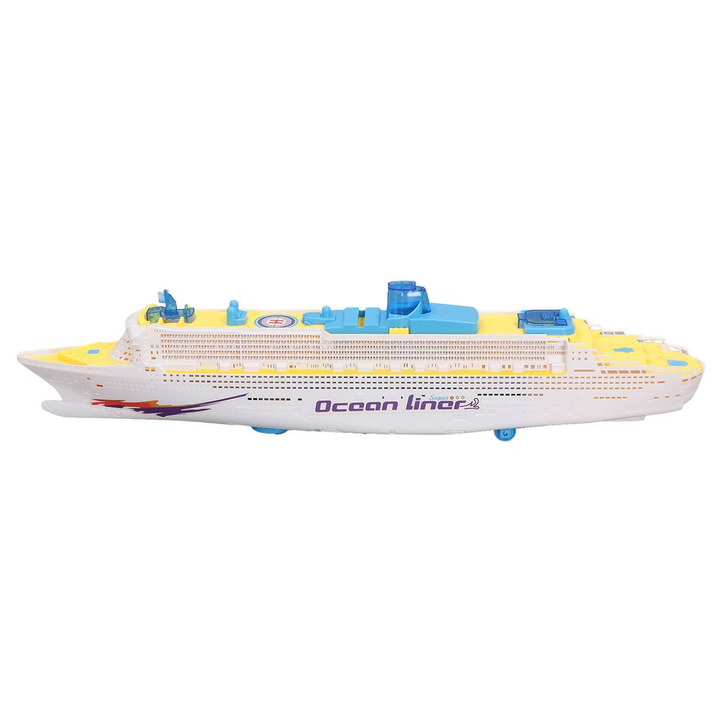 Kids Cruise Ship Model Sound Effects LED Light Universal Rotation Ocean Liner Boat Toy for Boys