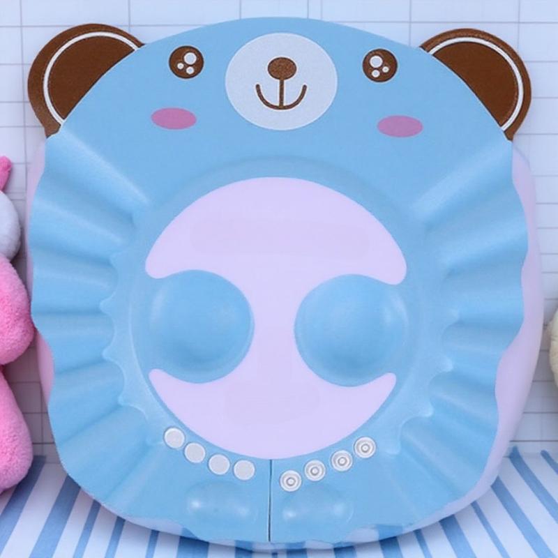 

Adjustable Baby Shower Cap Kids Ear Protection Shampoo Hair Cover Toddler Bathing Cap Children Showering Essentials синий