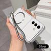 For Magsafe Phone Case For Samsung A17 A27 A37 A57  A16 A26 A36 A56 A06 A15 A35 A55 PU Lambskin Leather With Wrist Strap Cover