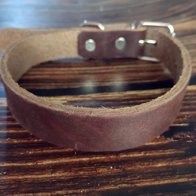 Genuine Leather Dog Collar Medium Large Dogs Solid Color Adjustable Pet Neck