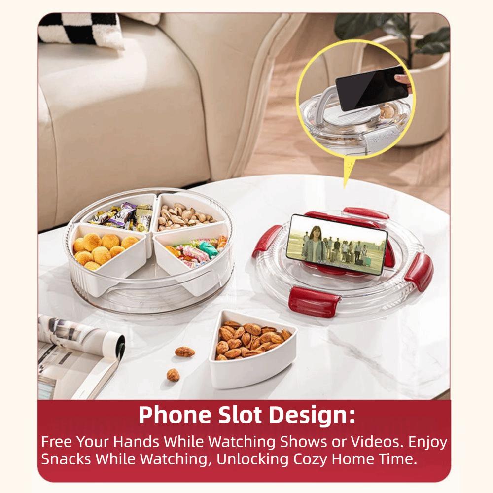 Sealed Rotating Serving Tray Compartmentalized Transparent Lid Snack Storage Box Durable With 5 Compartments Rotating Fruit Tray