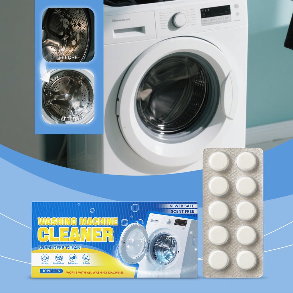 Washing Machine Cleaner Tablets - Gentle Stain And Scale Removal Effervescent Tablets, Specifically For Household Washing Machines