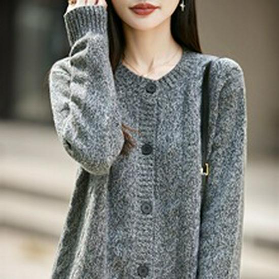 Women's Wool Cable Knit Cardigan: Retro Stand Collar Loose Sweater Coat, Available in Multiple Colors