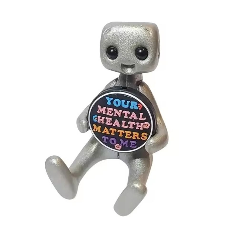 Mental Health Anxiety Robot Figure Resin Sculpture Tiny Robot Figurine Christmas Gift