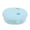 2 In 1 No Mess Snack Container Leak Proof Food Storage Snack Box with Finger Lid Keep Hands Clean Blue