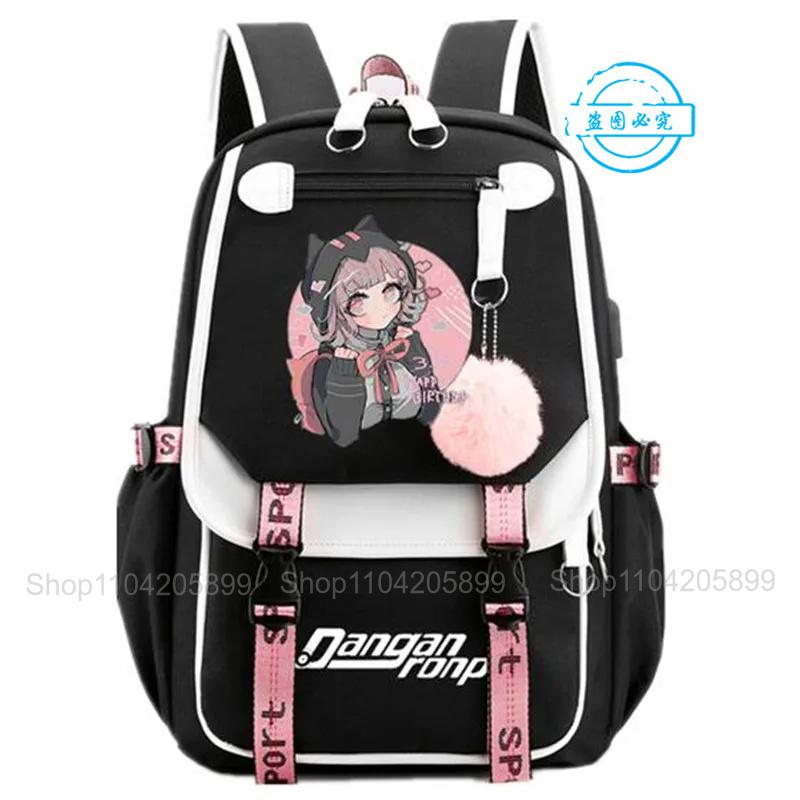 Zaino Danganronpa Anime Mochila Cartella Scolastica Studente Porta USB Borse da Viaggio Laptop Messenger Bag Grande Casual Regalo