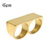 Personalized Double Finger Stainless Steel Ring Men's Hip Hop Vintage Punk Vacuum Plated Gold Ring