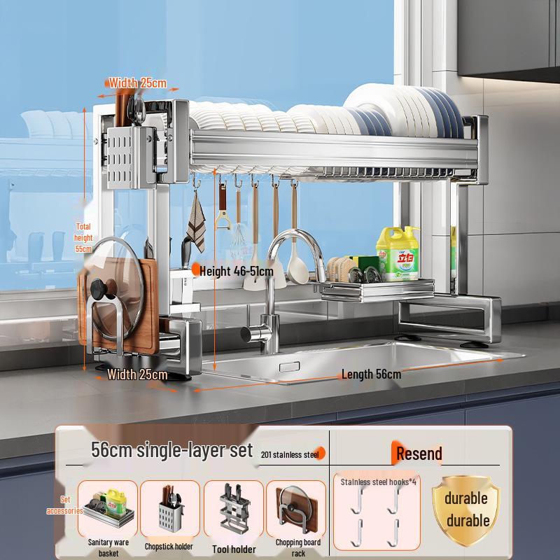 Stainless Steel Kitchen Sink Rack for Dish and Bowl Storage 6350₽