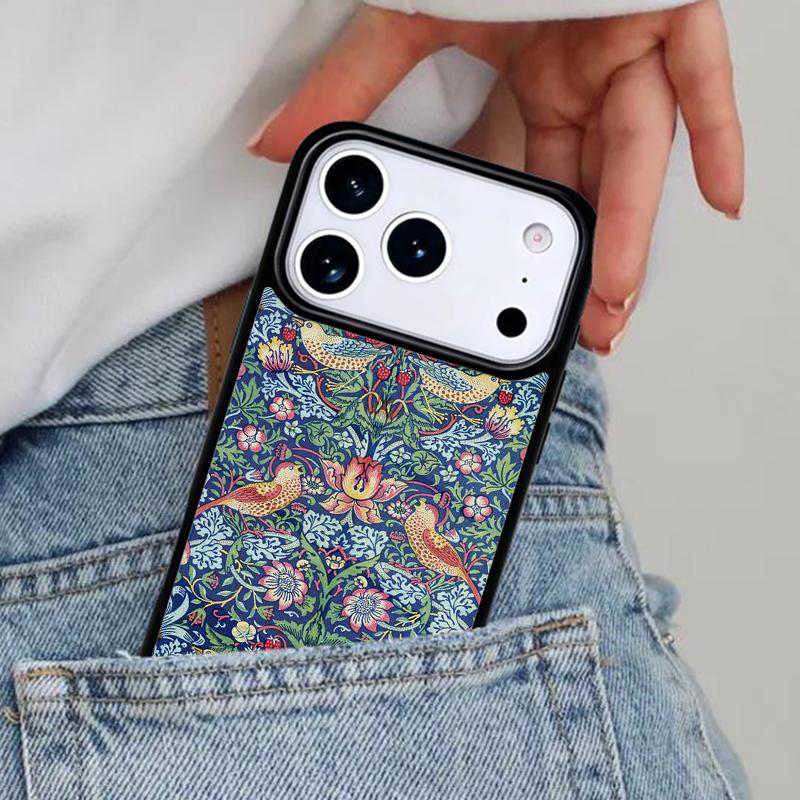 William Morris Strawberry Thief Phone Case for iPhone 17ProMax 12 13 14 15 16e 17 Pro Max Plus Air Cover