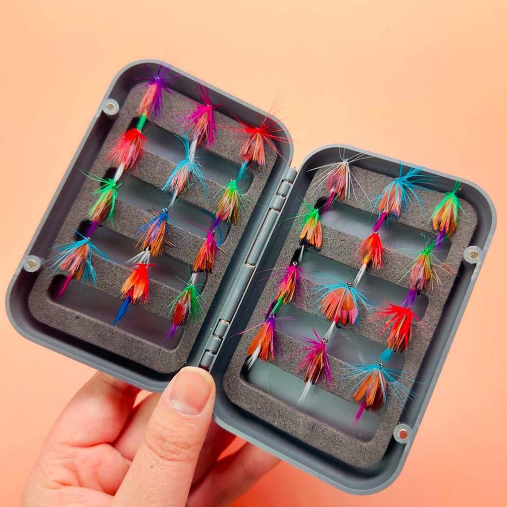 24Pcs/Box-Dry Fly/Handcrafted Mixed Colors Moth Bait Fly Fishing Kit for Trout Bass Salmon (Butterfly) Material Artificial Feather&Rayon
