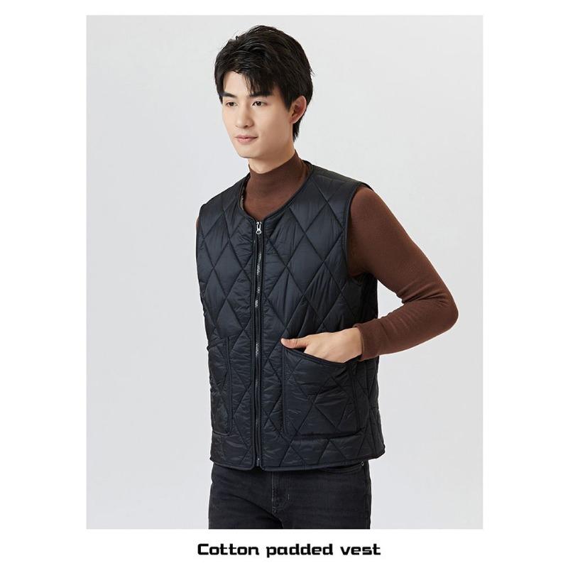 Thick Velvet Cotton Vest for Autumn and Winter Warm Men's Quilted Large Size Cardigan Base Home Vest Jacket