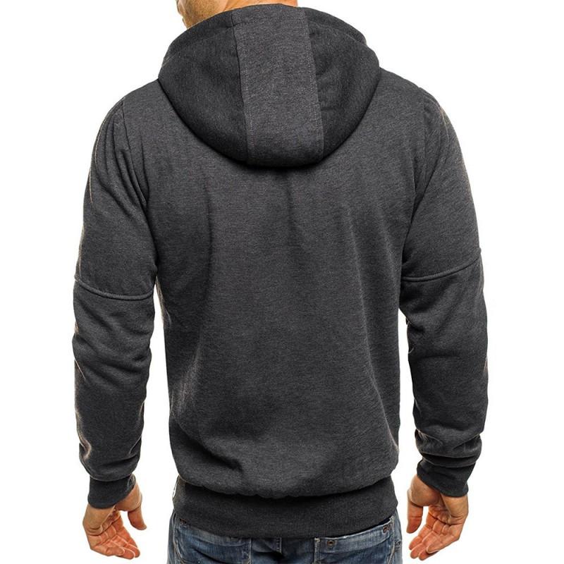 Mens Casual Hooded Zip-Up Sweatshirt With Jacquard Loose Fit Long Sleeve Pullover Gym Outdoor Daily Wear