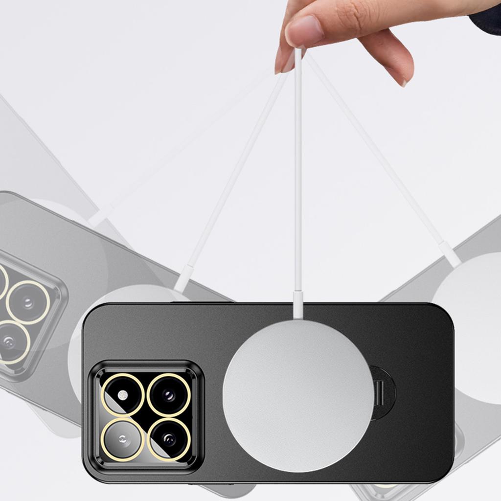 VOERO For Xiaomi 14 Pro PC Case Rotating Gyro Kickstand Phone Case with Lens Film