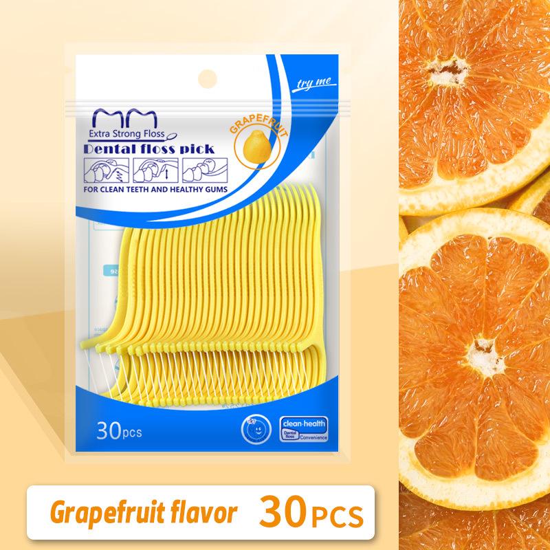 Fruit-Flavored Ultra-Fine Disposable Floss Sticks - 30 Pack