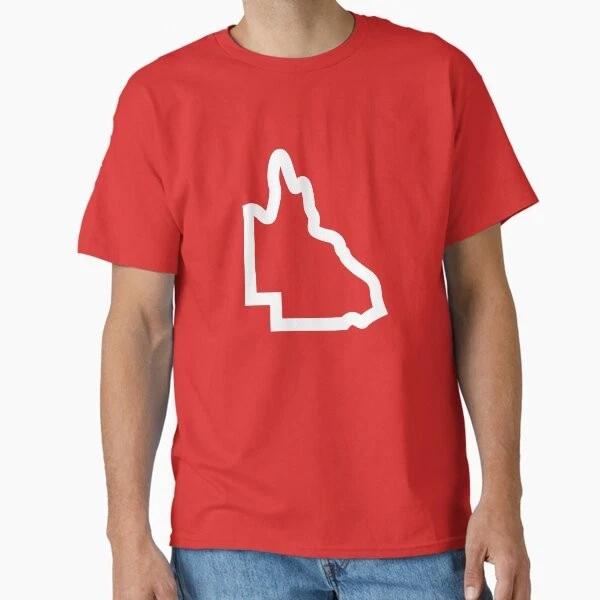 White Outline Qld Map Classic Tshirt Made In Usaaus Tshirt S2xl S